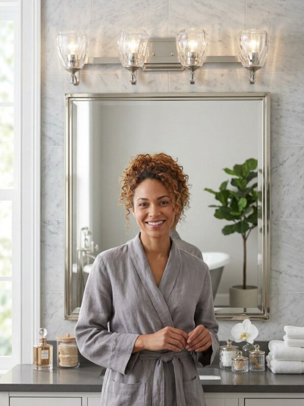 Progress Lighting Anjoux 4-Light Bath, Silver Ridge - P300119-134